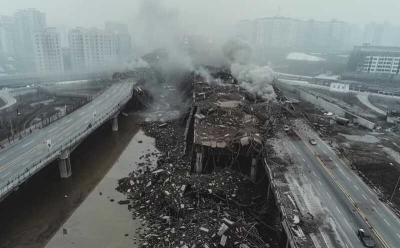 В Китае обрушилась скоростная автомагистраль, есть погибшие